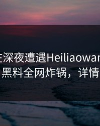 圈内人在深夜遭遇Heiliaowang愤怒声讨，黑料全网炸锅，详情探秘