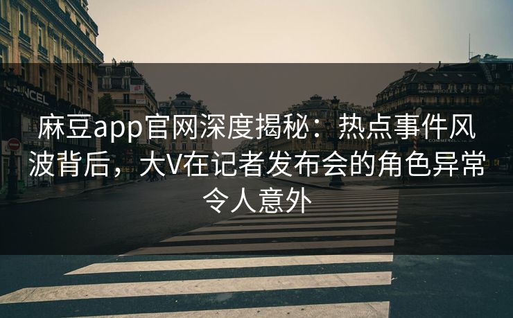 麻豆app官网深度揭秘：热点事件风波背后，大V在记者发布会的角色异常令人意外