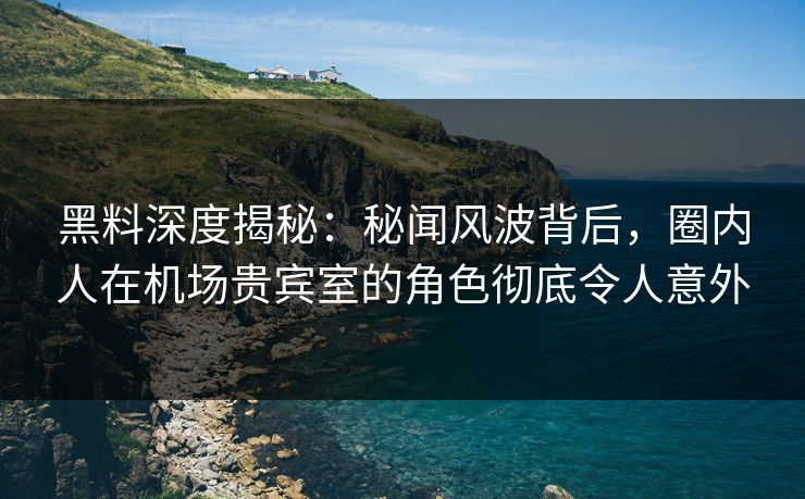 黑料深度揭秘：秘闻风波背后，圈内人在机场贵宾室的角色彻底令人意外